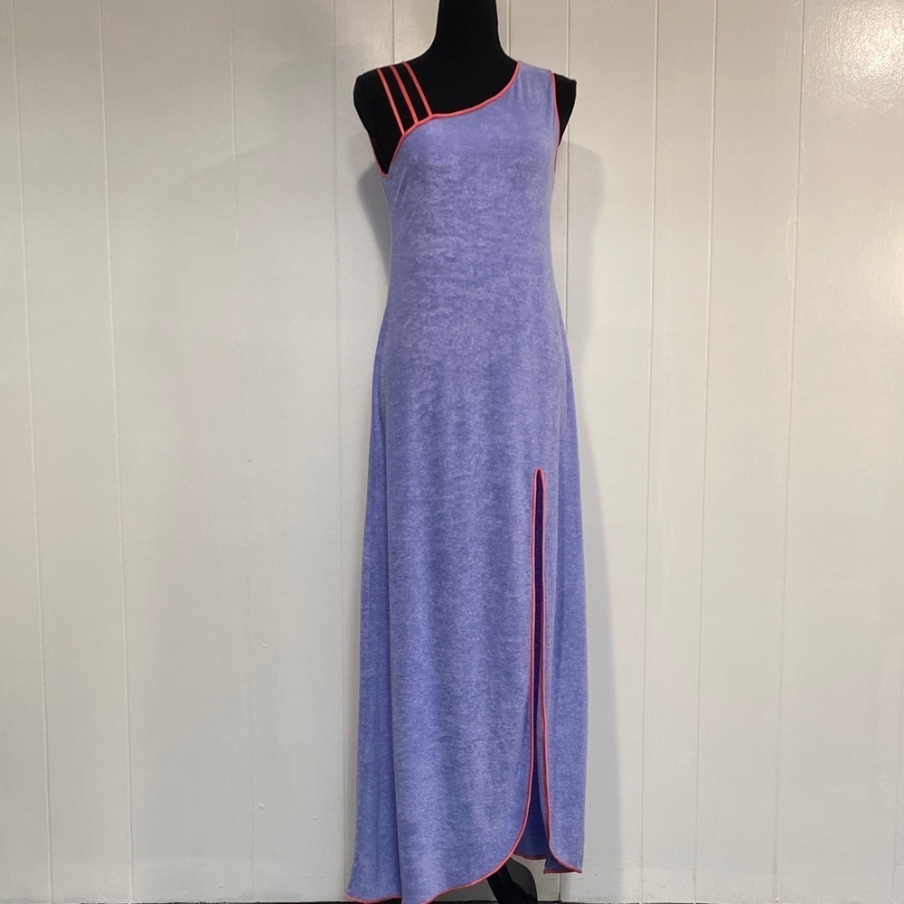 Terrycloth Kaftan Coverup Nightgown | One Shoulder Maxi | Lavender Pink Small